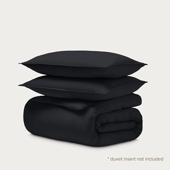 Bare Home 100% Organic Cotton Jersey Duvet Cover Set - King/Cal King Size - Ultra Soft - 100% Cotton - 3pcs - Corner Ties - Button Closure - Bedding Duvet Cover & Pillow Shams (King/Cal King, Black)