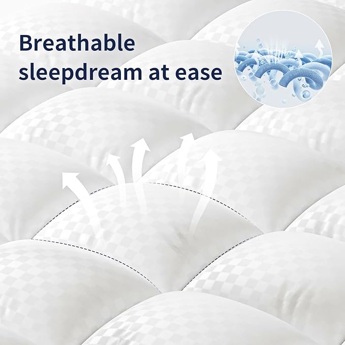Twin Mattress Topper for Back Pain, Extra Thick Pillowtop, Cooling and Plush Mattress Pad Cover Bed Topper Protector with 8-21 Inch Deep Pocket