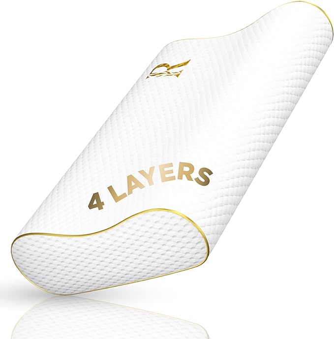 4-Layer Queen, Contour Pillow, Side and Back Sleepers, Orthopedic, Neck Support Pillow, for Neck Pain, CertiPUR-US