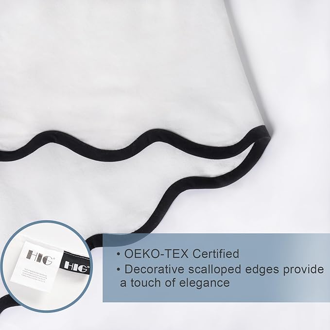 HIG Off-White Chic Twin XL Bed Skirt - Easy Fit Scallop Edge Pleated Bedskirts, 14 Inch Drop Anti-Slip Dust Ruffle, Thick Fabric for Enhanced Privacy, Pre-Washed for Long-Lasting Use(N60022)