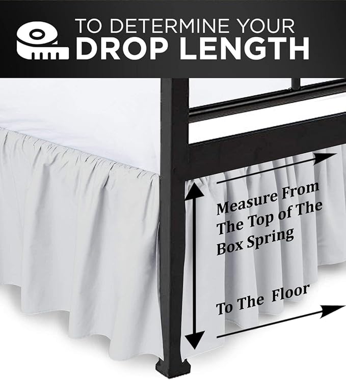 Ruffled Bed Skirt with Split Corners, Light Grey, Twin 14 Inch Drop Bedskirt, Hotel Quality Brushed Microfiber Wrinkle Free Dust Ruffle Bed Skirt Twin Size