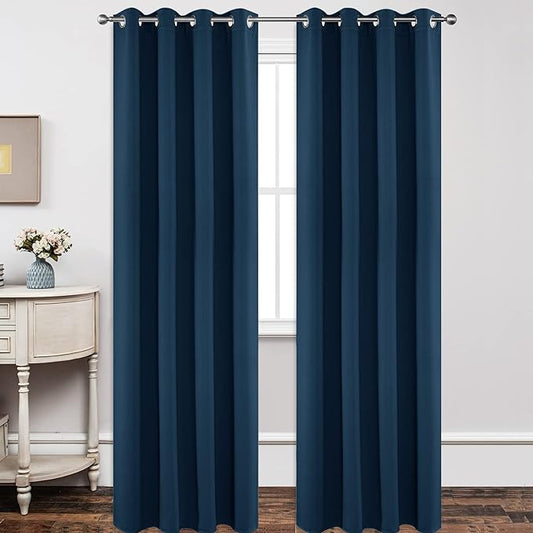 Joydeco Blackout Curtains 120 Inch Length 2 Panels Set, Thermal Insulated Long Curtains& Drapes 2 Burg, Christmas Drapes for Living Room Bedroom Window