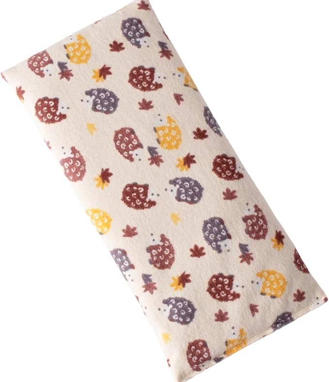 Microwave Heating Pad Filled with Flax Seed and Choice of Dried Herbs, Herbal Cold Pack, Good Size for Back Pain and Cramps, Hot and Cold Therapy, 6" x 12" (Yellow Hedgehog, No Added Herbs)