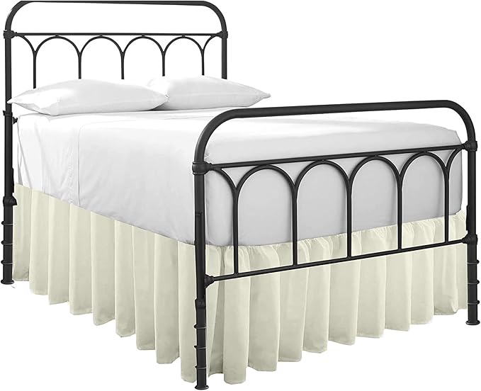 Ruffled Bed Skirt with Split Corners-Dust Ruffle - 24" Drop 100% Microfiber Soft,Sheen & Luxurious Look - Bed Skirts (Ivory -Twin)