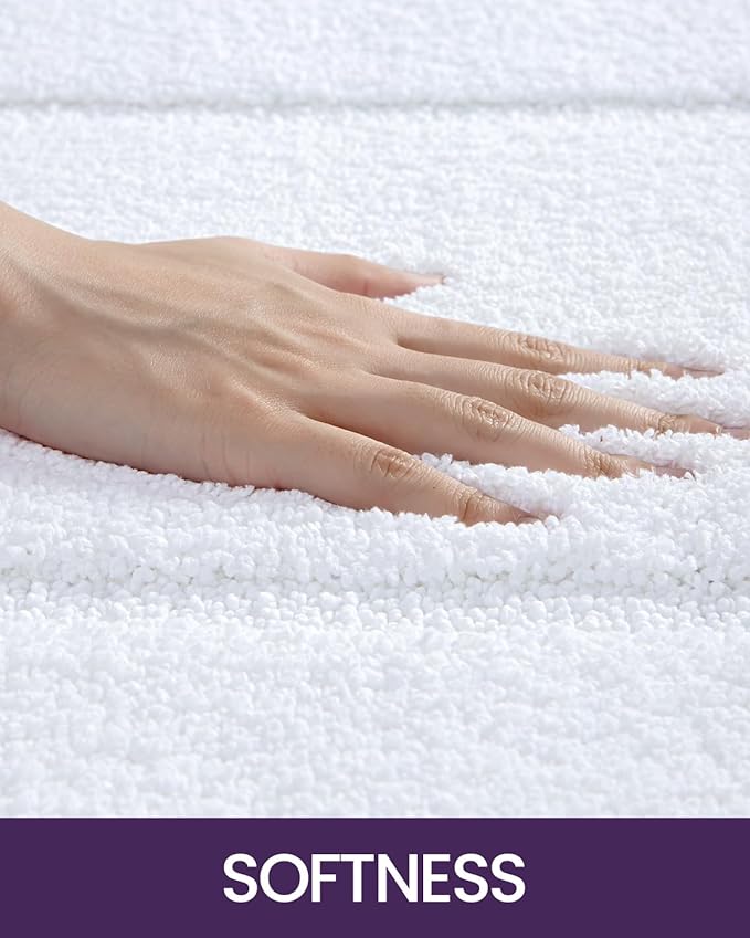 DEXI Bathroom Rugs 32x20, Washable Non Slip Bath Mat for Shower Floor, Absorbent Quick Dry Bathmat with Rubber Backing, Ultra Soft Plush Carpet for Tub, White