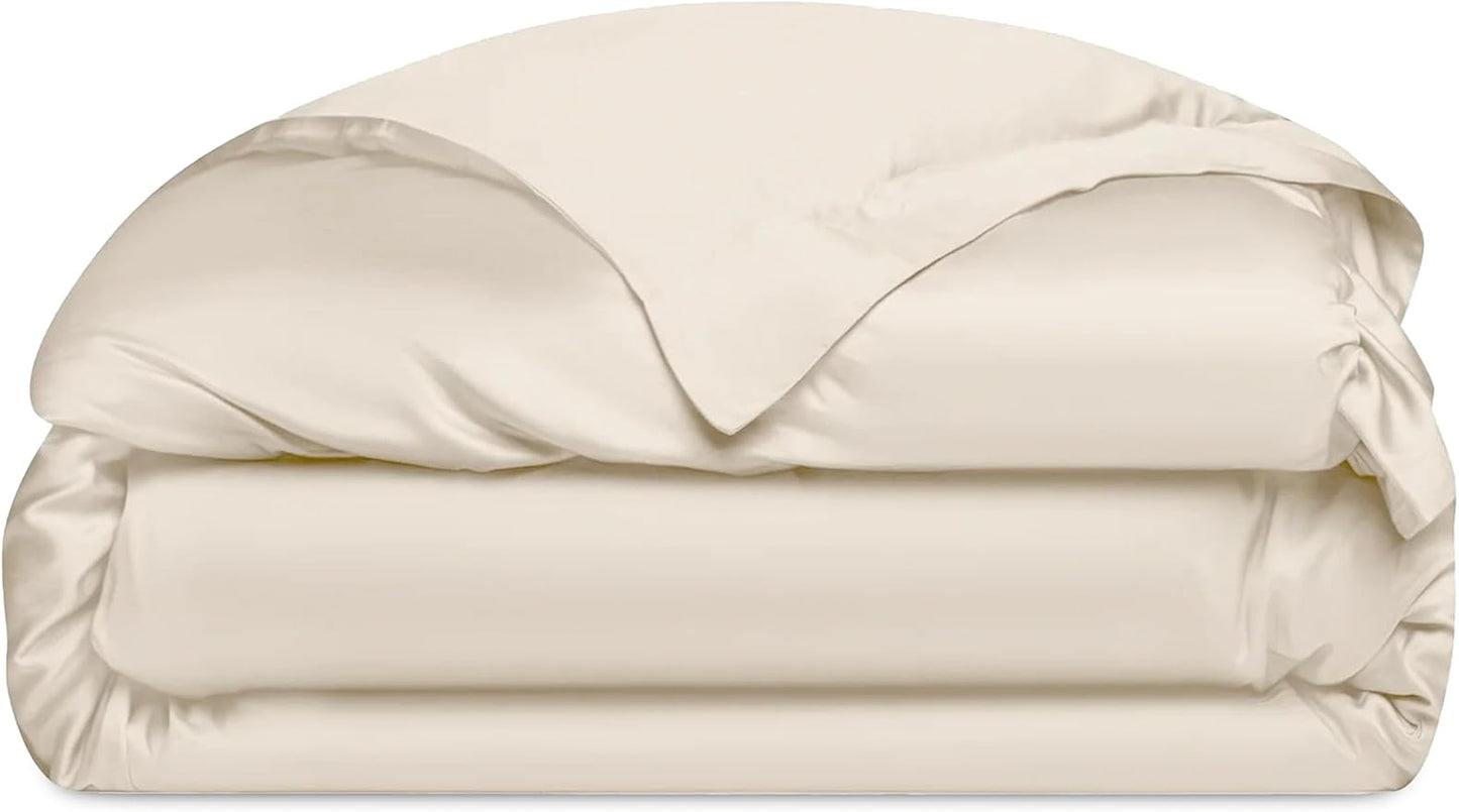 Cozy Earth Luxury Duvet Cover Twin - 100% Viscose from Bamboo - Ultra-Soft, Cooling & Lightweight Duvet Cover - Temperature-Regulating Bedding with Concealed Zip & Interior Snap Closures - Oat