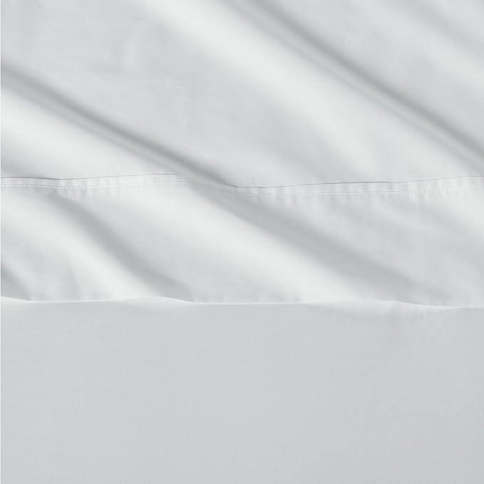 Amazon Basics Soft Organic Cotton Sheet Set with 1-Piece Pillowcase, White, Twin XL