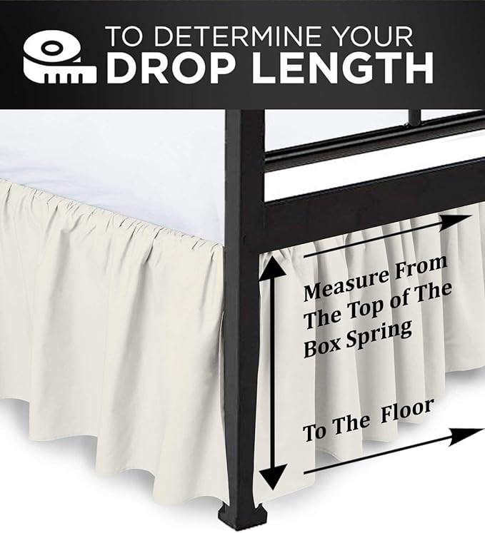Ruffled Bed Skirt with Split Corners, Ivory, Full 12 Inch Drop Bedskirt, Hotel Quality Brushed Microfiber Wrinkle Free Dust Ruffle Bed Skirt Full Size