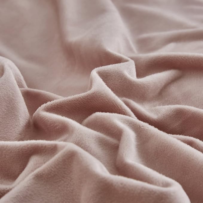 Cottonight Pink Velvet Comforter Set King Dusty Pink Flannel Bedding Comforter Set Winter Warm Blush Pink Heavyweight Warm Blanket Quilts Modern Winter Warm 3 Piece Velvet Comforter Set for King Bed