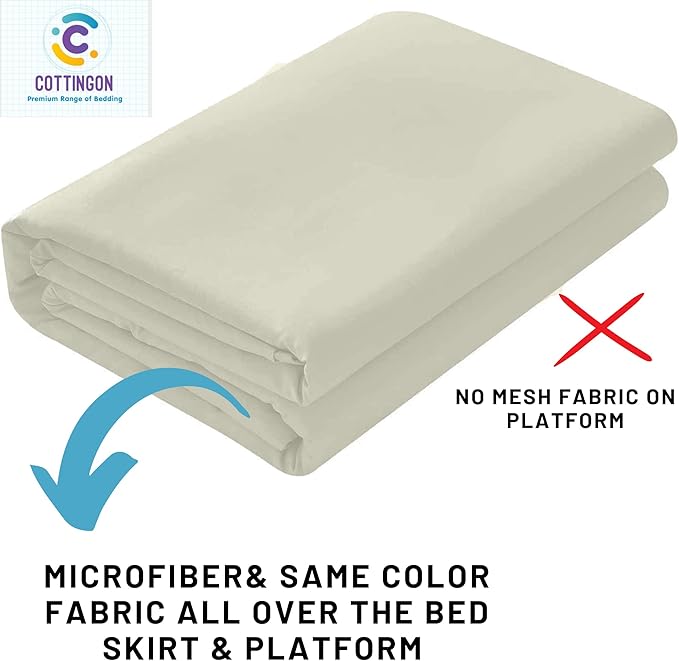 Ruffled Bed Skirt with Split Corners-Dust Ruffle - 15" Drop 100% Microfiber Soft,Sheen & Luxurious Look - Bed Skirts (Ivory -King)