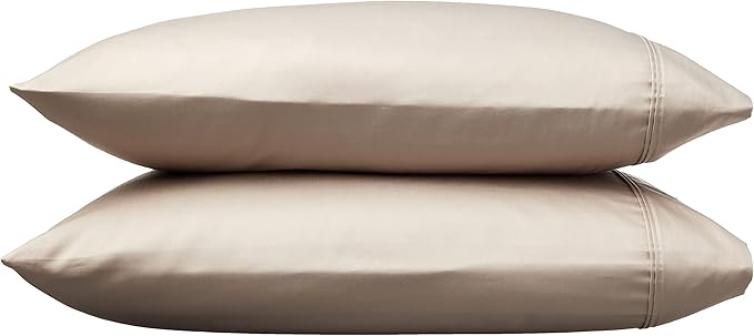 Amazon Basics 400 Thread Count Cotton Pillow Cases, Standard, 30" L x 20" W, Stone Gray - Set of 2