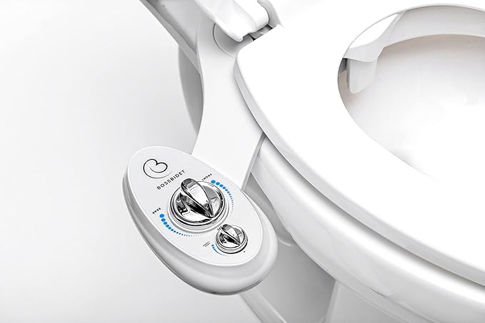 Boss Bidet Luxury White Blue - Bidet Attachment for Toilet Seat - Dual Nozzles, Self-Cleaning, Non-Electric Water Sprayer, Save Money On Toilet Paper and Reduce Waste