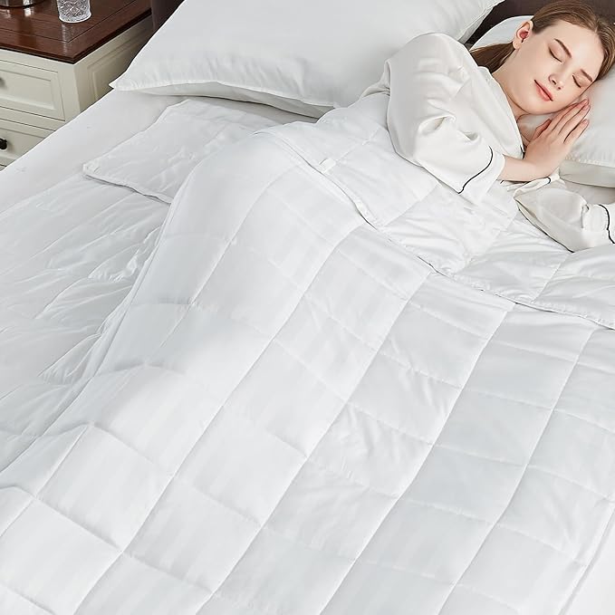 Weighted Blanket Twin Size (48"x72" 20lbs),Ultra Soft and Cozy Cooling Weighted Blanket Twin Size for Adult,Heavy Blanket with Machine Washable Soft Blanket, White