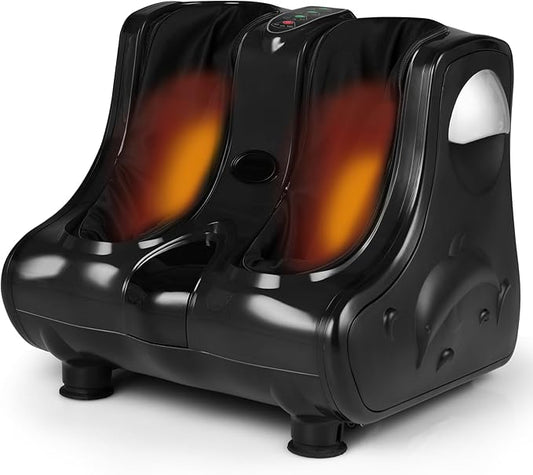 Giantex Foot and Calf Massager with Heat - Shiatsu Foot Massager Machine with Vibration, Deep Kneading, 3-Level Intensity Modes, Electric Foot Massager for Tired Feet, Leg, Calf Pain Relief (Black)