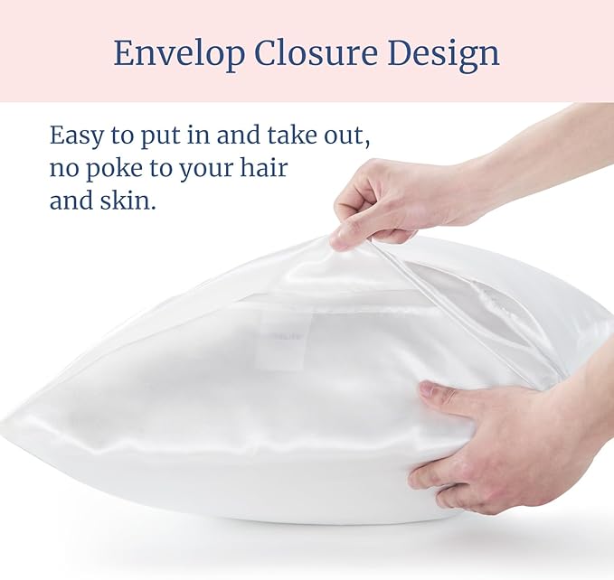 BEDELITE Satin Pillowcase for Hair and Skin, Super Soft Similar to Silk Pillow Cases 4 Pack with Envelope Closure, Cooling Pillowcases for Women Men (20"x36" King Size, White)