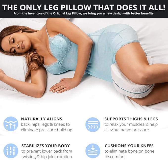 Contour Legacy Leg & Knee Foam Support Pillow for Side Sleepers Soothing Relief for Back, HIPS, Knees, Joints, Nerves & Muscles (2 Pack, Ventilated Memory Foam)