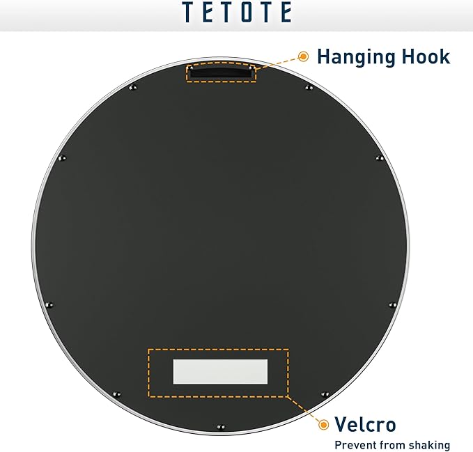 TETOTE Silver Round Mirror for Bathroom, 30 Inch Modern Circle Mirrors, Wall Mounted Brushed Silver Metal Framed Entryway Decorative Farmhouse Vanity Mirror