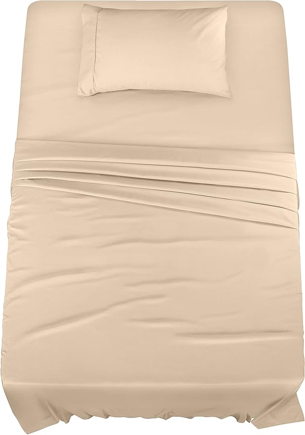 Utopia Bedding Twin XL Sheet Set – 3 Piece Bed Sheets for Twin XL Size Bed, Soft and Breathable Microfiber, Includes 1 Fitted Sheet, 1 Flat Sheet and 1 Pillowcase (Beige)