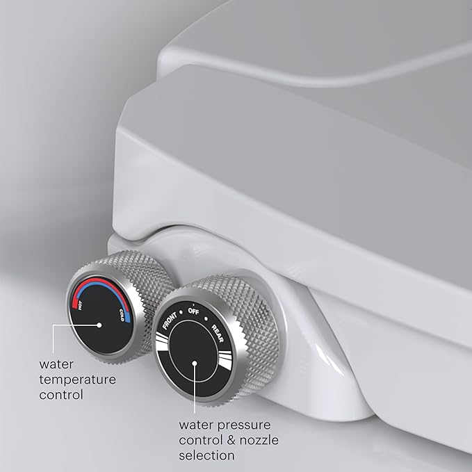 Brondell Swash Bidet Toilet Seat, Non-Electric, Dual Temperature, Fits Round Toilets, White – Dual Nozzle System – with Easy Installation