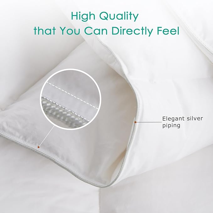 APSMILE Premium Down Feather Fibers Comforter Oversized King Size, All Season Duvet Insert Oversized King Size with 8 Tabs, Ultra Soft Poly-Cotton Cover Down Feather Fibers Comforter (White, 120*98")