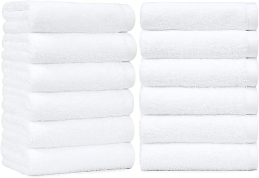 Amazon Basics Soft and Thick Cotton Hand Towels, 16 x 26 in, White, 12-Pack