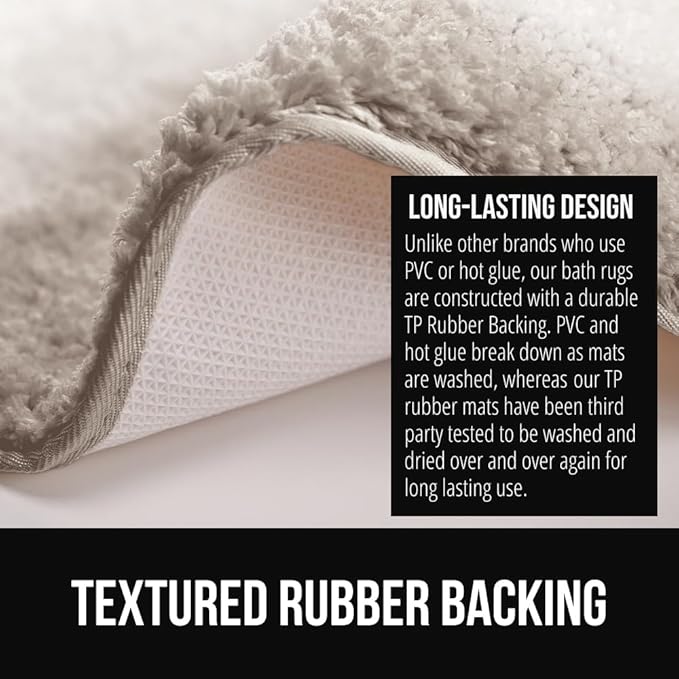 GORILLA GRIP Ultra Soft Plush Bathroom Rugs with Textured Rubber Backing, 40 x 24 Absorbent Quick Dry Bath Mat, Machine Washable Shower Mats, Home Décor Accessories Bathmat Rug Essentials, Beige