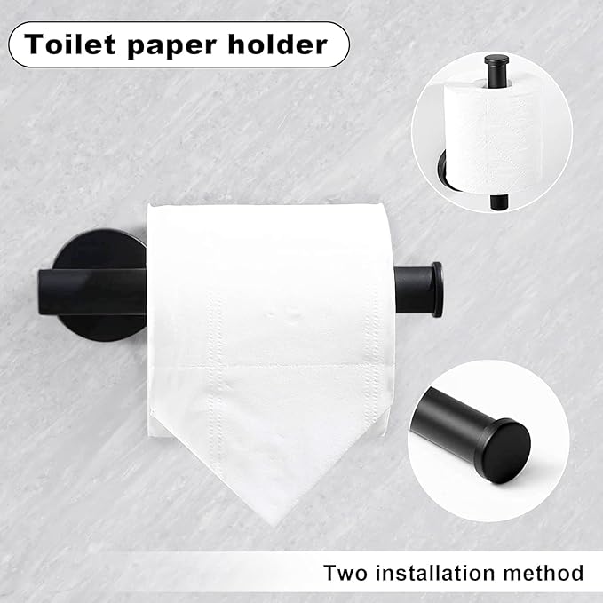 10sets Towel bar Sets, Includes 2Pcs 23.6 inch Towel bar,2Pcs Towel Hook,2Pcs Towel Ring,2Pcs Toilet Paper Holder-Matte Black