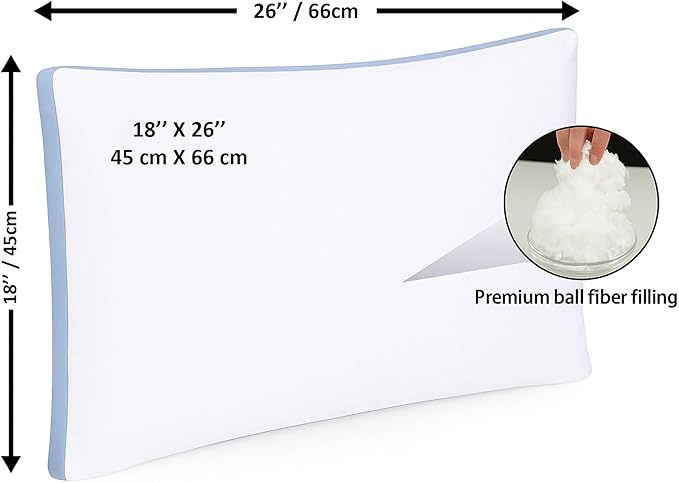 GOLD TEXTILES Premium Queen Size Bed Pillow Set of 2 - Luxury Hotel Collection, Soft & Firm Support for Side Sleepers, Down Alternative, Fluffy & Plush Pillows for Sleeping (Blue, Pack of 2)