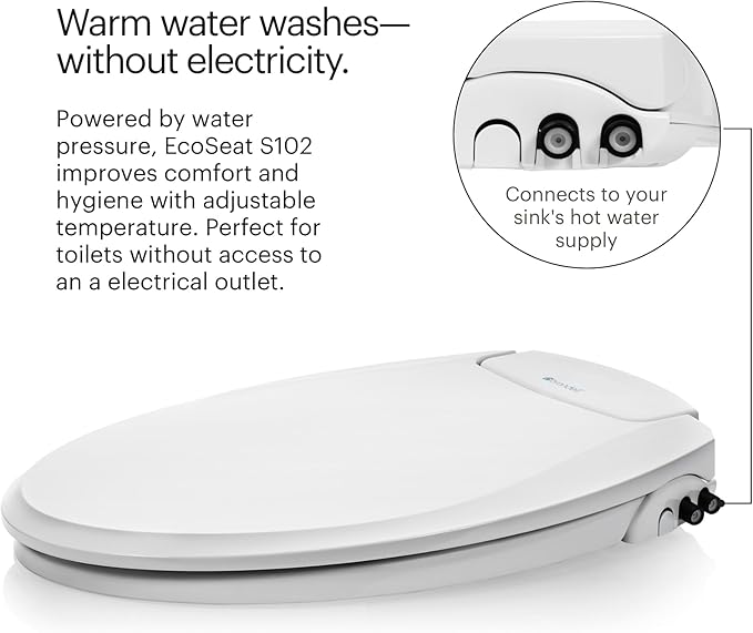 Brondell Swash Bidet Toilet Seat, Non-Electric, Dual Temperature, Fits Round Toilets, White – Dual Nozzle System – with Easy Installation