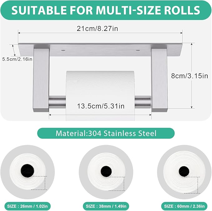 Brushed Nickel Bathroom Toilet Paper Holder Wall Mount, Stainless Steel Commercial Toilet Paper Dispenser Paper Towel Holder, Large Bathroom Toilet Tissue Roll Holder