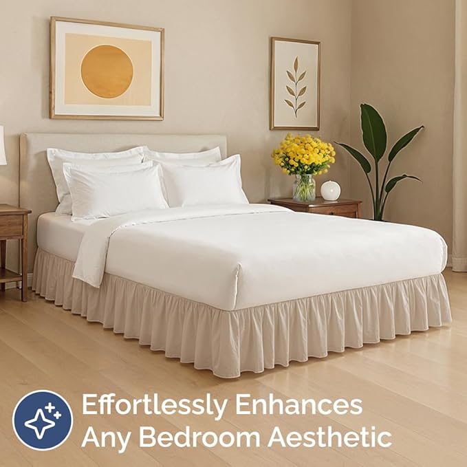 Bedskirt Full Size Ruffle - 15 inch Drop Dust Ruffle Bed Skirt with Platform - Ultra-Soft, Easy Fit, Premium Hotel Quality - Wrinkle, Fade & Shrink Resistant - for Women, Men, Kids and Teens - Cream