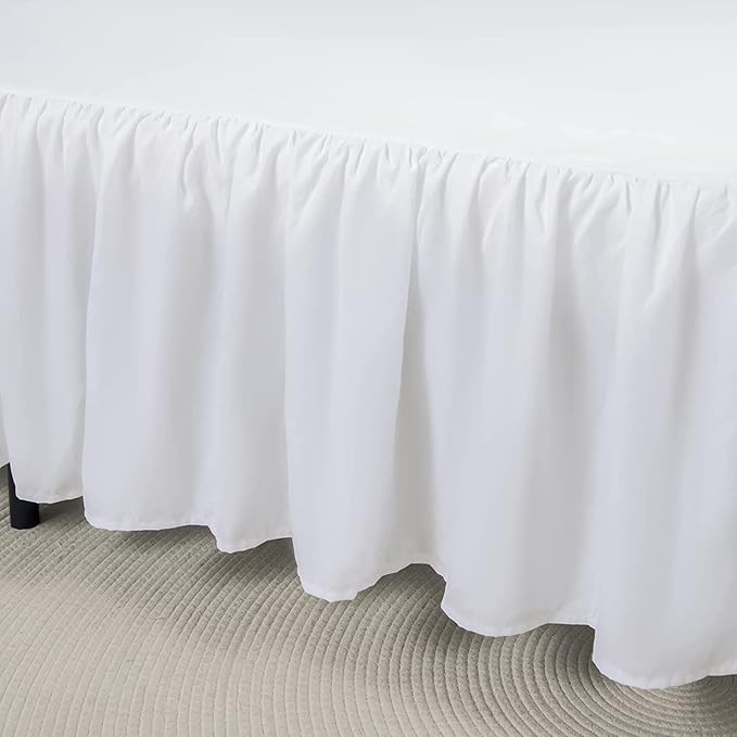 Bed Skirt Ruffled Bed Skirt with Split Corners, 18 Inch Drop Dust Ruffle Bed Skirts with Platform, White, Twin Size