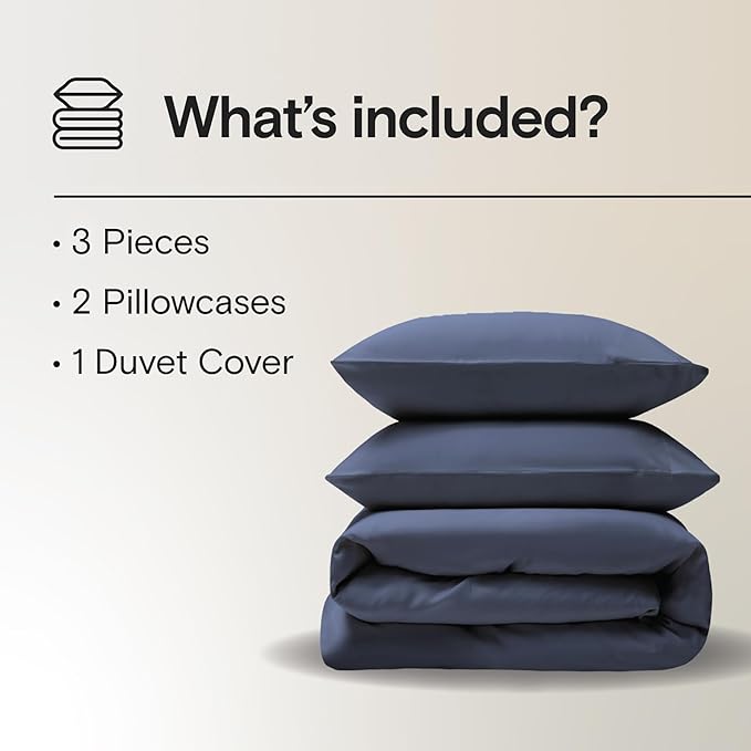 DOZ Duvet Cover Set, 100% Viscose derived from Bamboo, Organically Grown, Buttery Soft, Cooling Duvet Covers, High GSM, 1 Duvet Cover and 2 Pillowcases, 90"x90" (Sapphire, Full/Queen)