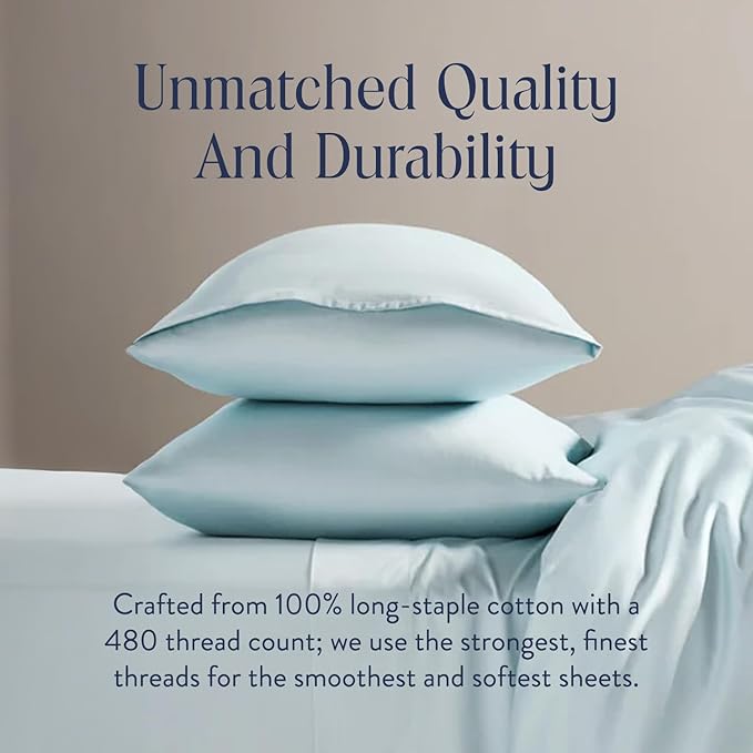 Brooklinen Luxury Sateen Duvet Cover Set - 100% Cotton, King/California King Size in Sky - Includes 1 Duvet Cover and 2 King Pillowcases - Best King/Cali King Duvet Covers