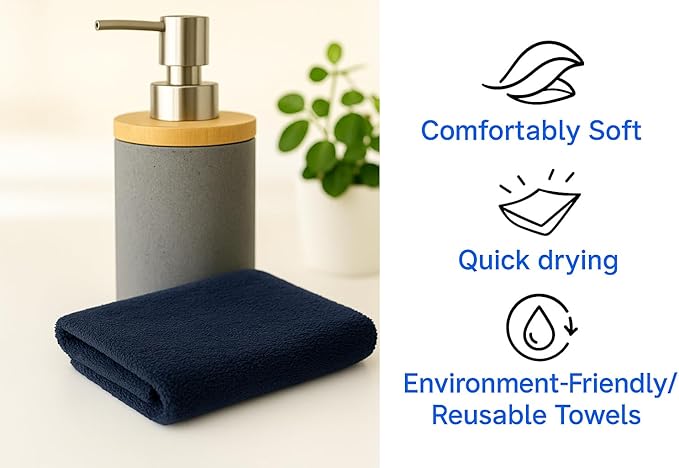 Crystal Ridge Cotton Wash Cloths 12 Pack - Washcloths for Showering, Face and Body, Soft and Highly Absorbent Multipurpose Towels for Bathroom, Kitchen, Spa and Gym - Wash Rags 12 x12 (Navy)