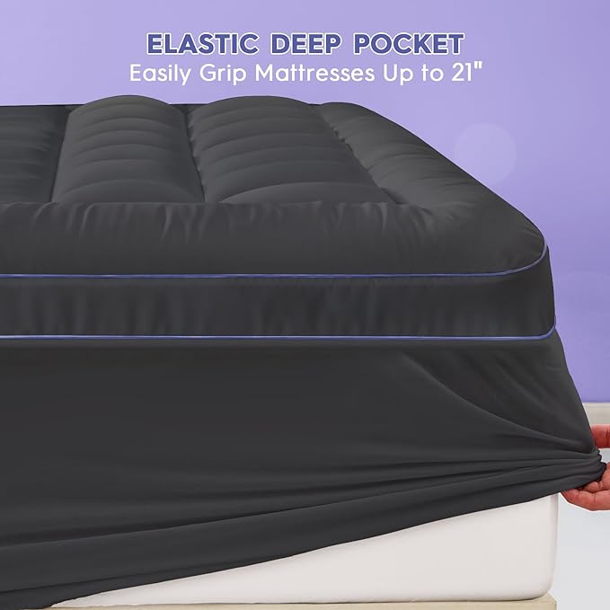 ABENE 3 Inch Dual Layer Twin XL Memory Foam Mattress Topper, 2 Inch Memory Foam Plus 1 Inch Down Alternative Pillowtop Mattress Pad with Deep Pocket, Soft Support for Pressure Relief, Gray