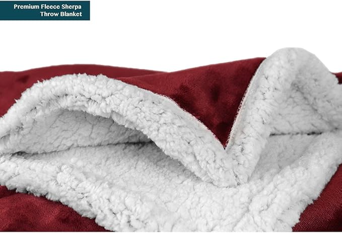 Pavilia Sherpa Fleece Blanket for Bed, Queen Size, Maroon Red, Plush Soft Fuzzy, Cozy Reversible Winter Blanket for Women & Men, 90x90 Inches