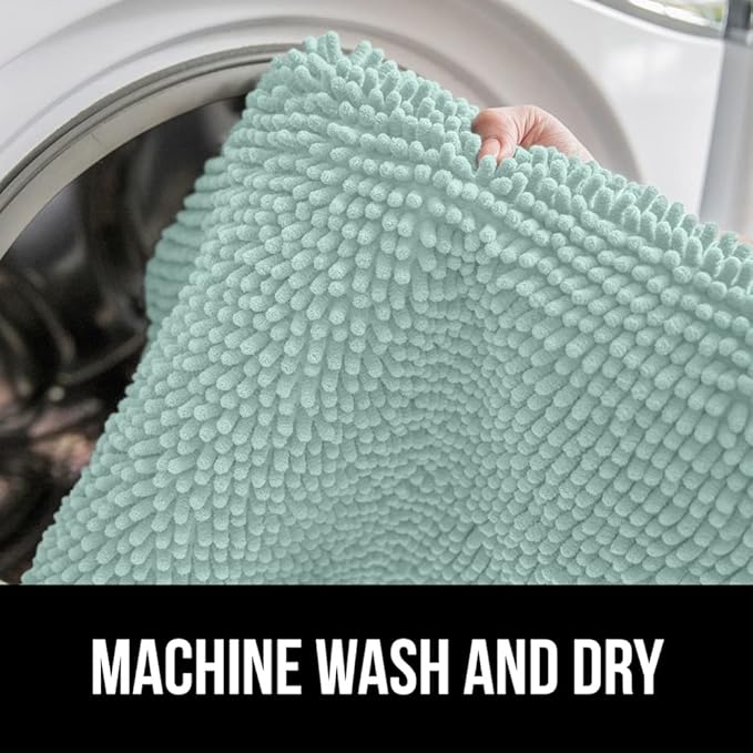GORILLA GRIP Bathroom Rug Sets, Soft Chenille 2 Piece Area Rugs Set, Toilet Base Mat and 30x20 Carpet, Absorbent Microfiber Washable Mats Dry Quickly, Home Décor and Bath Room Accessories, Seablue