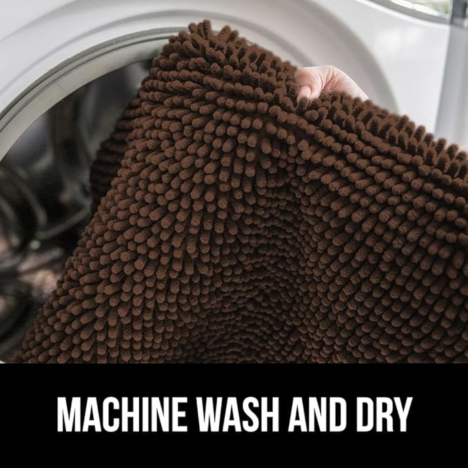 GORILLA GRIP Bathroom Rug Sets, Soft Chenille 2 Piece Area Rugs Set, Toilet Base Mat and 30x20 Carpet, Absorbent Microfiber Washable Mats Dry Quickly, Home Décor and Bath Room Accessories, Brown