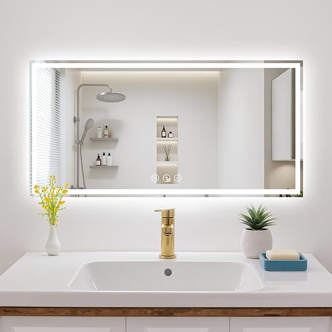 40X24 LED Bathroom Mirror with Lights, Anti-Fog, Backlit + Front Lit (CRI>90), Lighted Bathroom Vanity Mirror for Wall, Memory Function, Dimmable, Tempered Glass, Shatter-Proof, ETL Listed