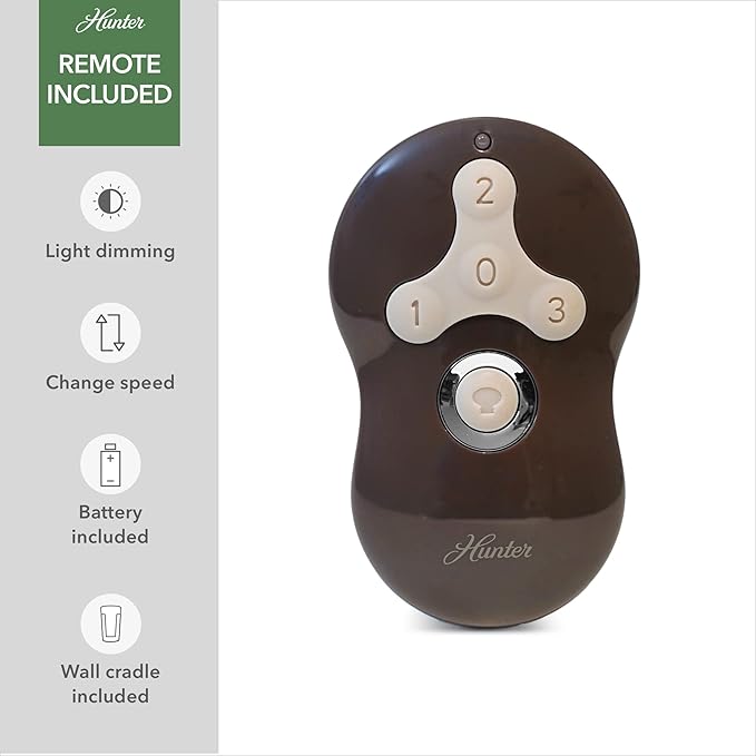 Hunter 52 inch Indoor Ceiling Fan with LED Light and Remote Control - Bronze Ceiling Fan, Standard Mount, 3 Blades, For Bedroom, Living Room, or Kitchen - Sentinel 59210, Premier Bronze