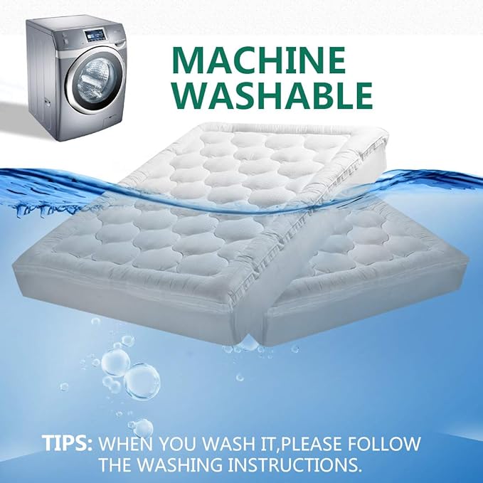 COHOME Mattress Topper Full 1300 GSM Extra Thick Cooling Mattress Pad 400TC Cotton Top Plush Down Alternative Fill Pillow Top Mattress Cover with 8-21 Inch Deep Pocket (54x75 Inches, White-Luxury)