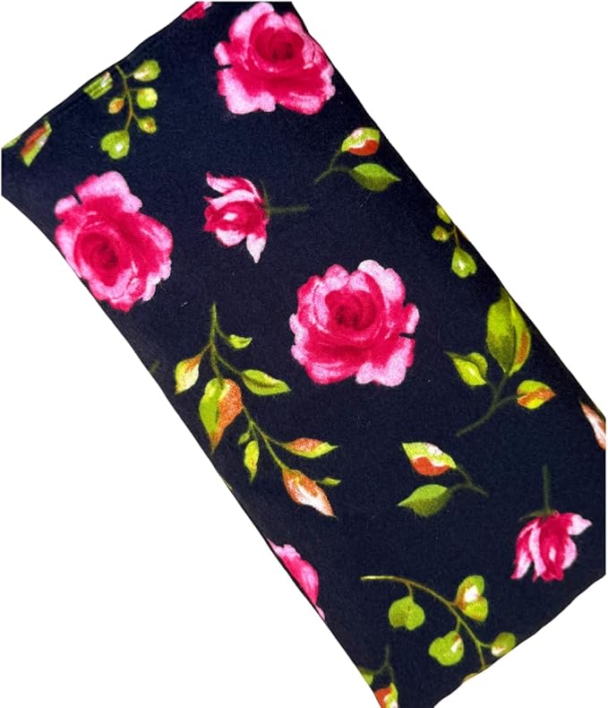 Large Microwave Heating Pad with Flax Seed, Scented or Unscented, Good for Back Pain or Cramps, Moist Heat Therapy or Ice Pack, Microwavable Bean Bag, 6" x 12" (Roses, Chamomile)