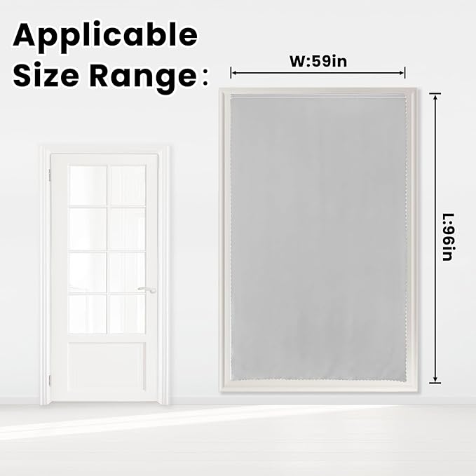 Self Adhesive Curtains Portable Blackout Curtain Simple and Easy to Install Bedroom Window Thermal Lnsulated Kitchen Room Darkening Black Small Drapes, 59" W X 96" L, White, 1 Panel