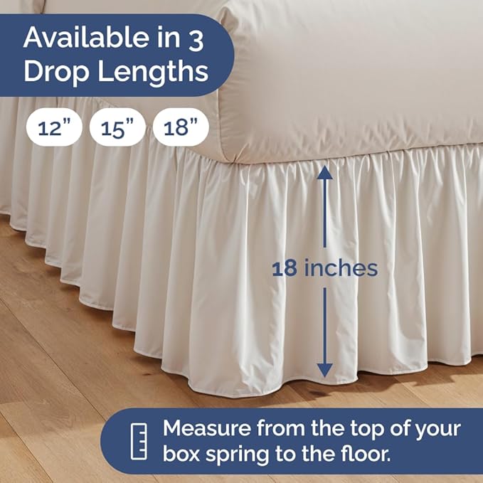Bedskirt Full Size Ruffle - 18 inch Drop Dust Ruffle Bed Skirt with Platform - Ultra-Soft, Easy Fit, Premium Hotel Quality - Wrinkle, Fade & Shrink Resistant - for Women, Men, Kids and Teens - White