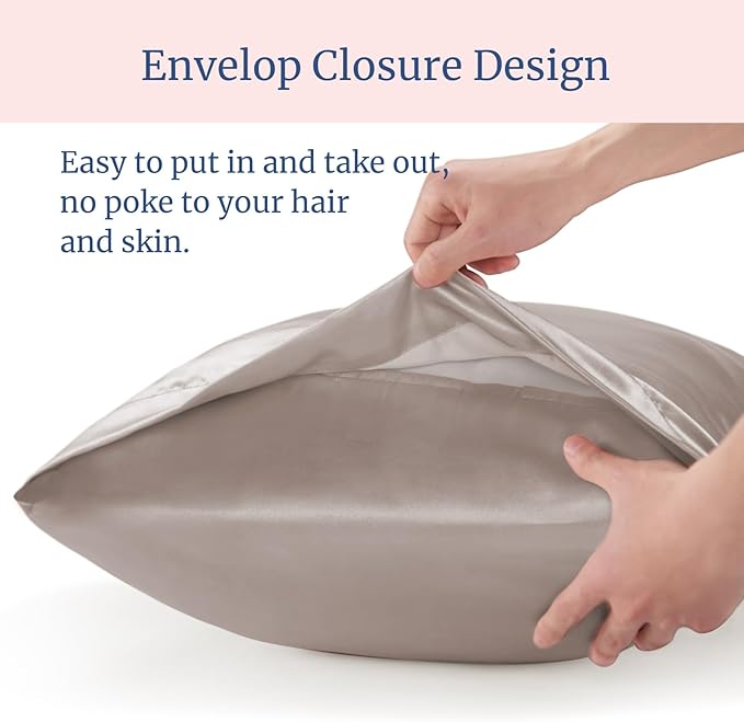 BEDELITE Satin Pillowcase for Hair and Skin, Super Soft and Cooling Similar to Silk Pillow Cases 2 Pack with Envelope Closure, Gift for Women Men(20"x36" King Size, Rose Taupe)