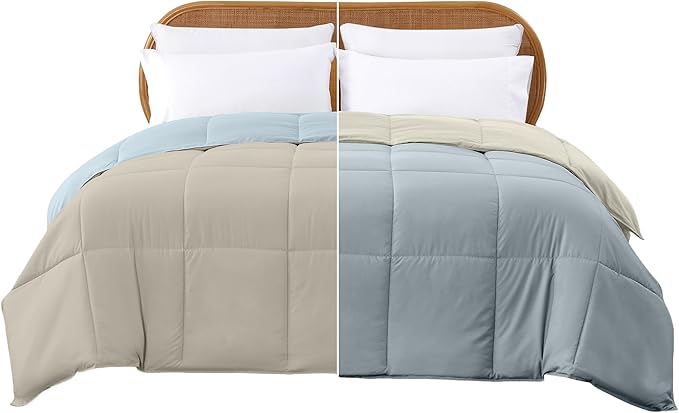 Modern Threads Down Alternative Reversible Comforter Beige/Light Blue Twin