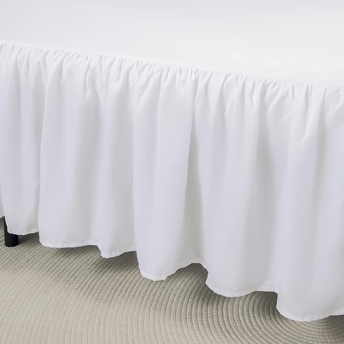 Bed Skirt Queen Size Ruffled Bed Skirt with Split Corners, 12 Inch Drop Dust Ruffle Bed Skirt with Platform, White