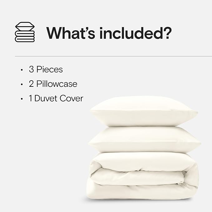 DOZ Duvet Cover Set, 100% Viscose derived from Bamboo, Organically Grown, Buttery Soft, Cooling Duvet Covers, High GSM, 1 Duvet Cover and 2 Pillowcases, 90"x90" (Ivory, Full/Queen)