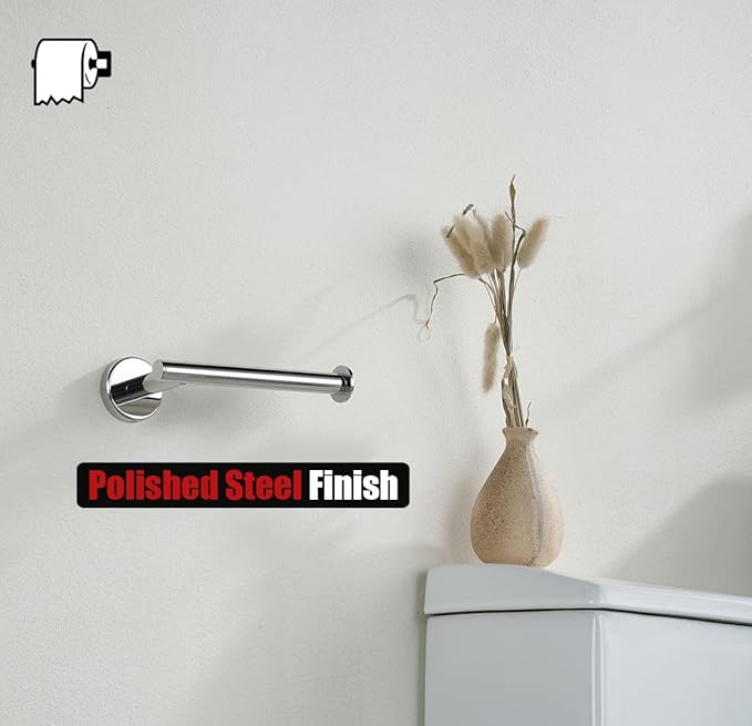 JQK Chrome Toilet Paper Holder, 5 Inch 304 Stainless Steel Thick 8mm Tissue Paper Dispenser for Bathroom, Hold Mega Rolls, Polished Chrome Wall Mount, TPH120-CH